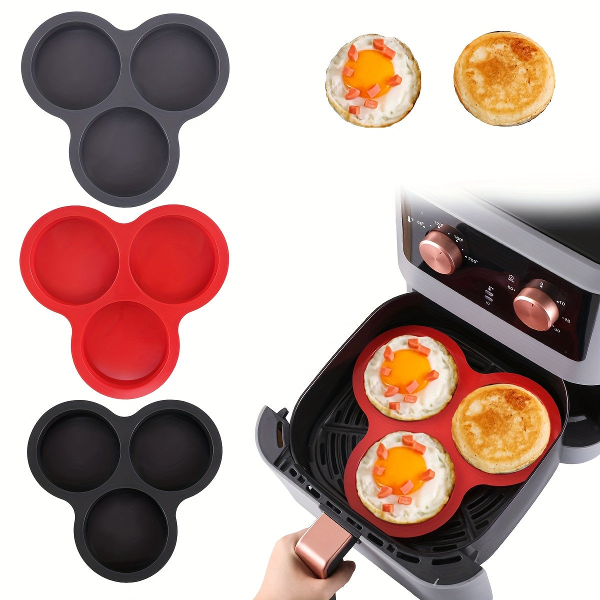 Air Fryer Egg Cooker and Cake Pan Combo - 2 Pieces Set, Dishwasher Safe, Essential Baking Tools for Your Home Kitchen