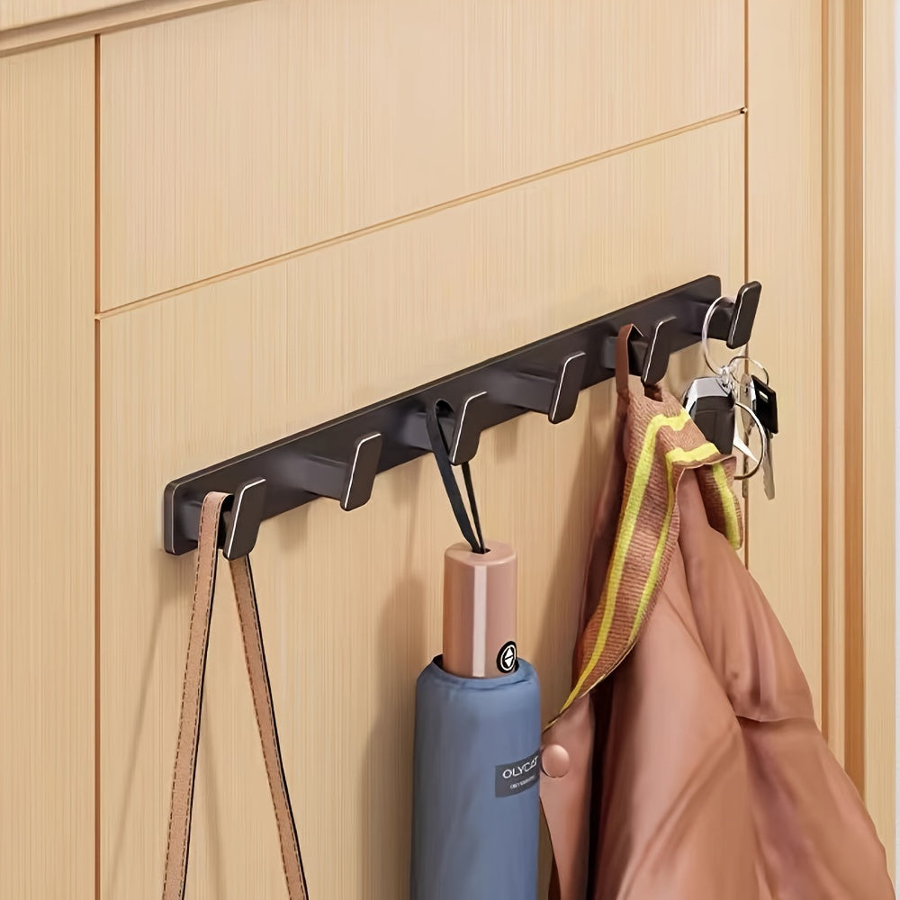 Aluminum wall hanging rack for coats, hats, keys, towels, wash supplies, and bath balls. Easy installation in bedroom, bathroom, or living room.