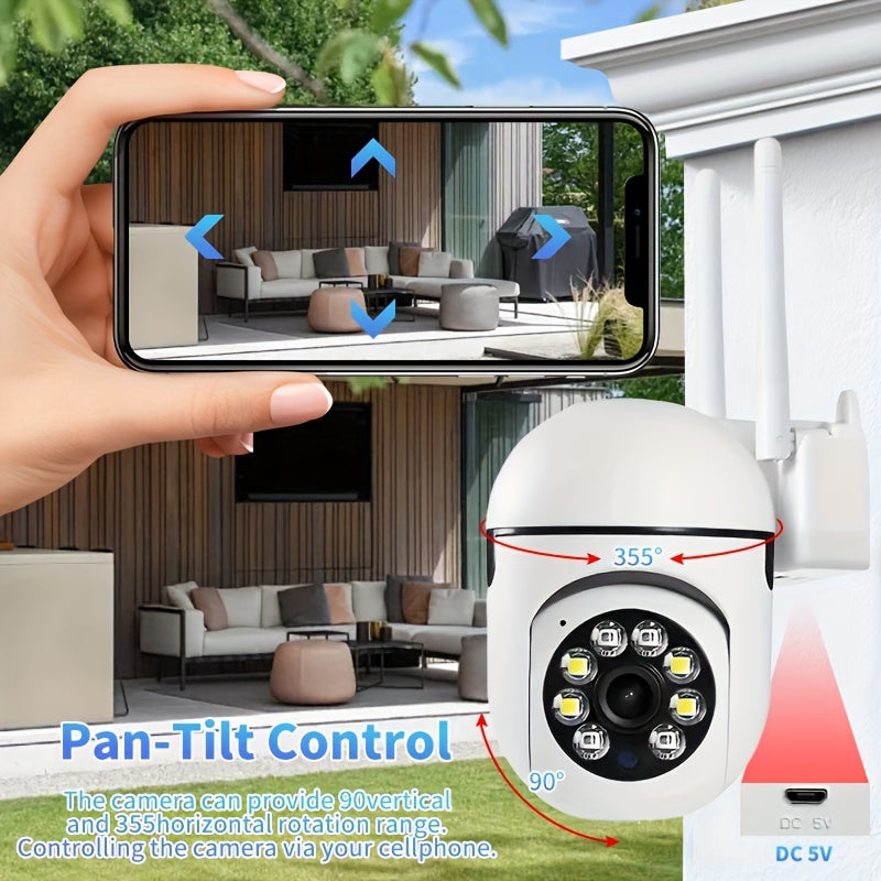 Monitor your home outdoors with the 1080P HD Wireless Home Security Camera. This camera features night vision, USB charging, and smartphone app control for easy monitoring.