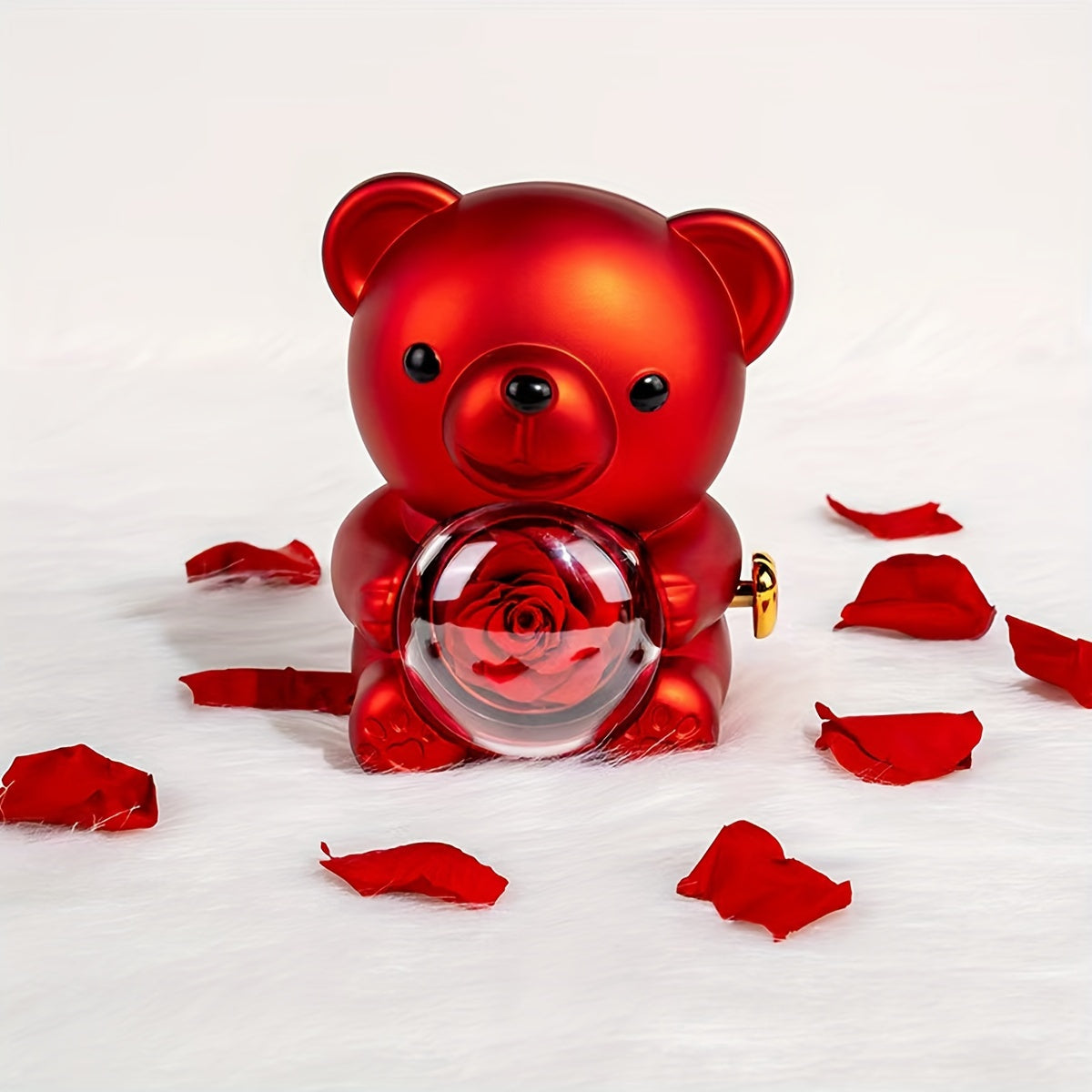 One piece of a Red Bear Rotating Soap Rose Gift Box featuring a Love Letter Pendant Necklace, made with Synthetic Zirconia and Copper materials. This simple party style gift is perfect for Mother's Day, festive celebrations, and all seasons.