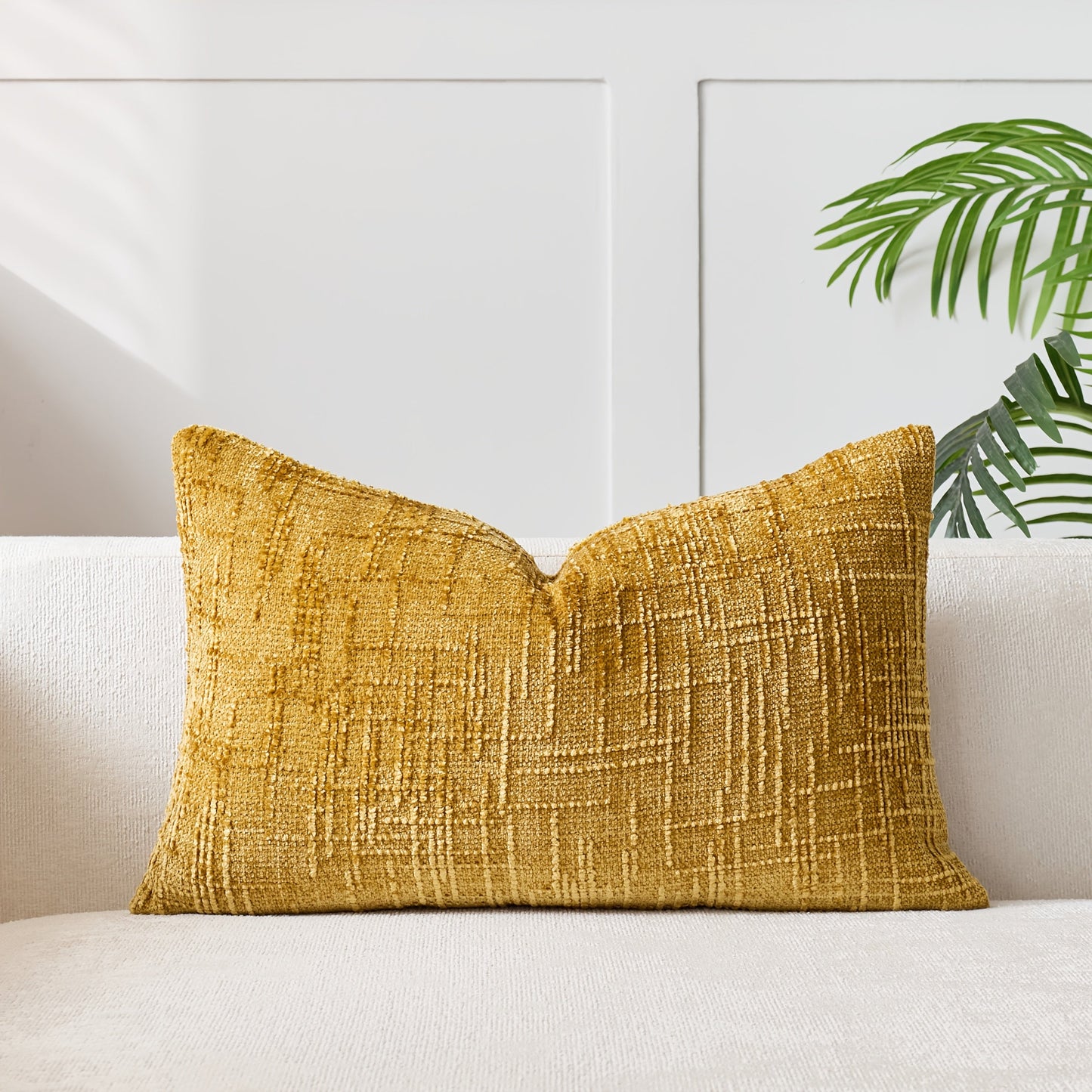 Add a Touch of Elegance with this Stylish Velvet Throw Pillow Cover - Featuring a Chic Bamboo-Inspired Striped Geometric Design, Ideal for Enhancing the Décor of Your Sofa and Bedroom. Easy to Clean with a Convenient Zip Closure, Suitable for Machine