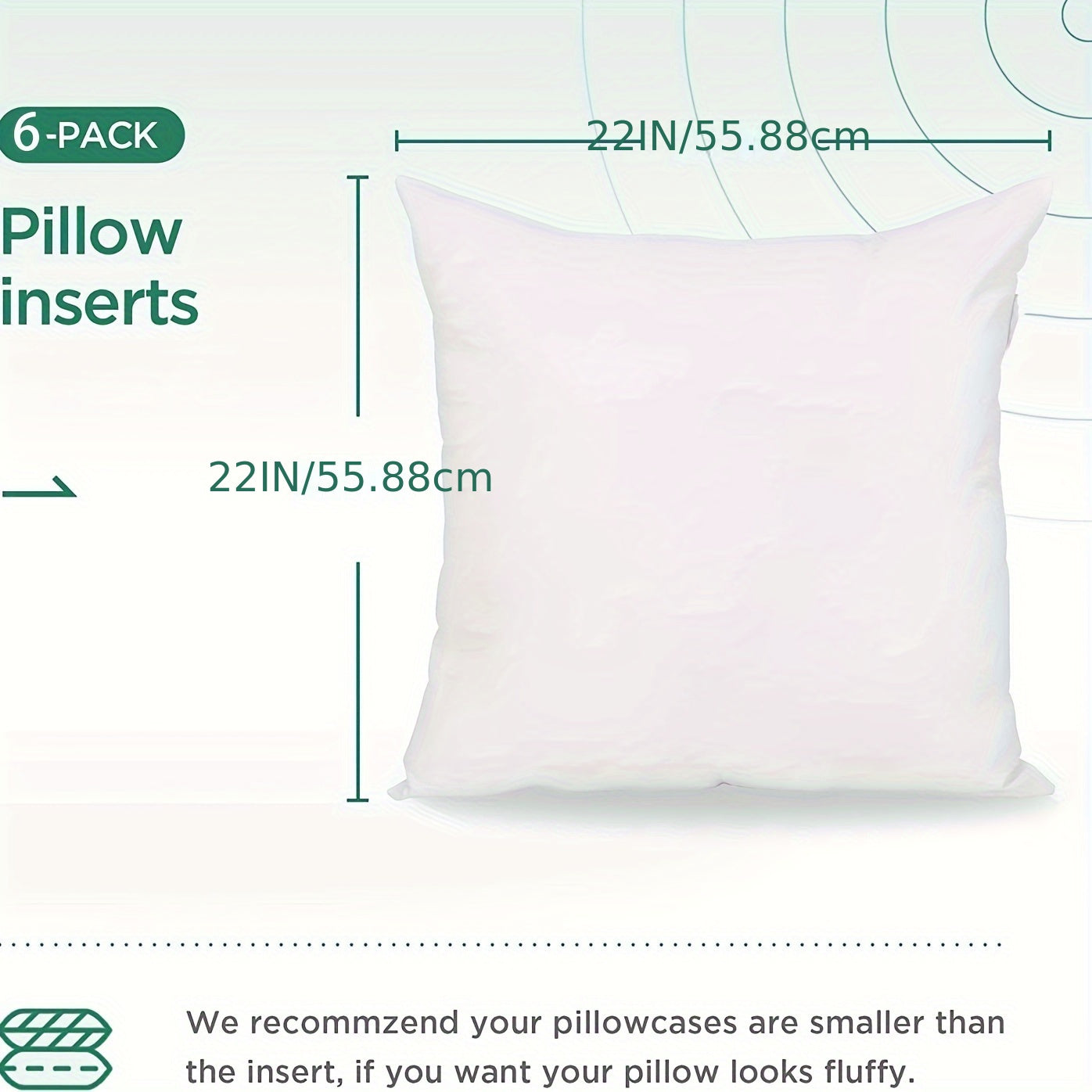 6 white 45.72 x 45.72 cm square pillow inserts, ideal for Christmas decor on couch, sofa, or bed.