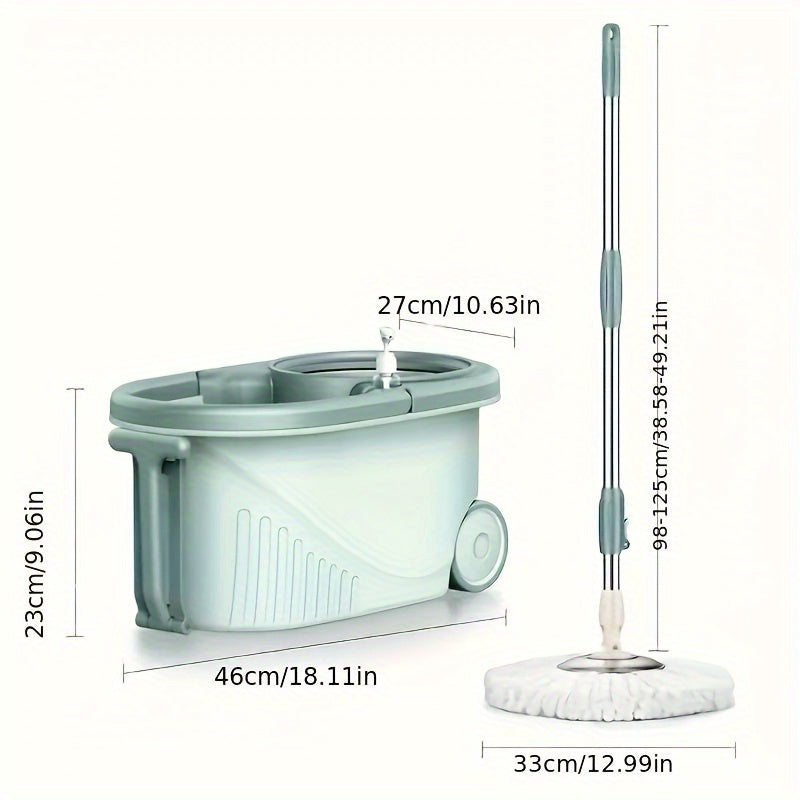 Household Double Drive Rotary Mop and Bucket Set featuring Spin Mop for Hands-Free Wash, Wet and Dry Use, and Dust Removal. Ideal for Cleaning Hardwood, Laminate, Tile, and Wooden Floors. All-in-One Cleaning Tool.