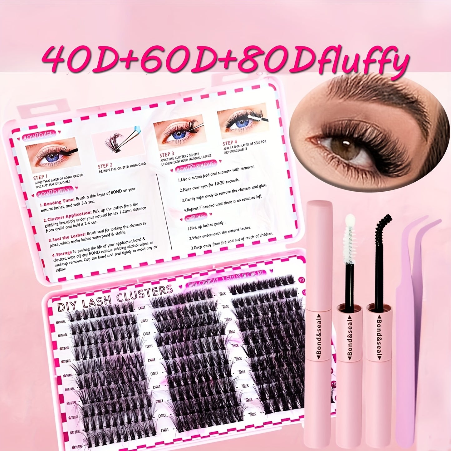 DIY Eyelash Extension Set with 800pcs single lashes in various lengths and thicknesses, perfect for beginners.