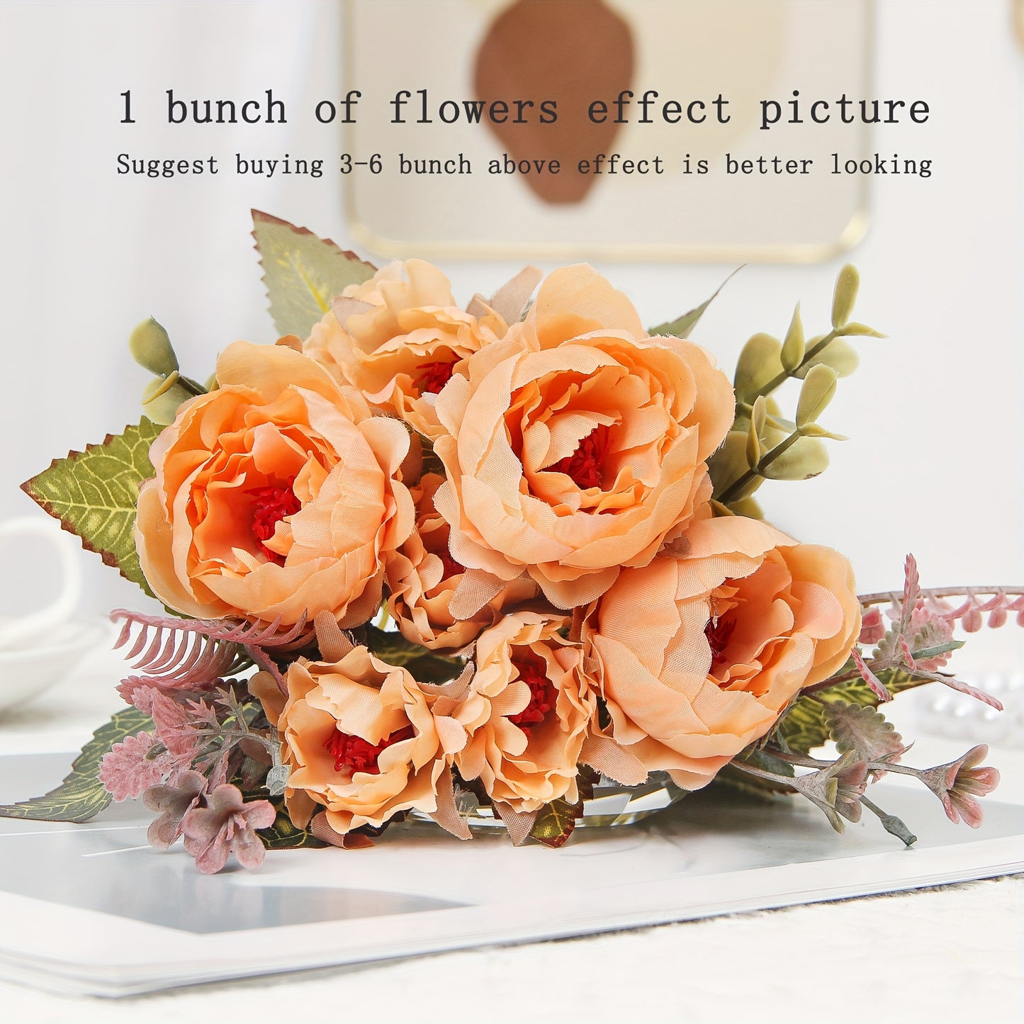 Artificial rose peony bouquets with multiple heads, stems, and various uses for home, garden, or events.