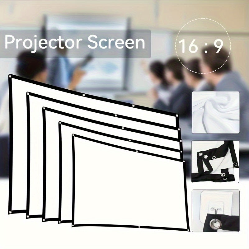 Two-sided projection screen with 4K resolution, available in various sizes for space-saving convenience. Easy to clean and can be ironed, suitable for bedrooms, living rooms, and large