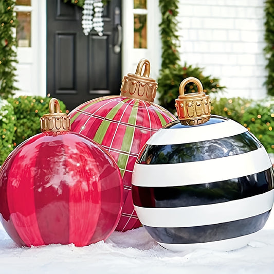 Inflatable Christmas balls are eye-catching PVC balloons used in gardens, entrance passages, front doors, terraces, lawns, and entrance halls for seasonal decoration.