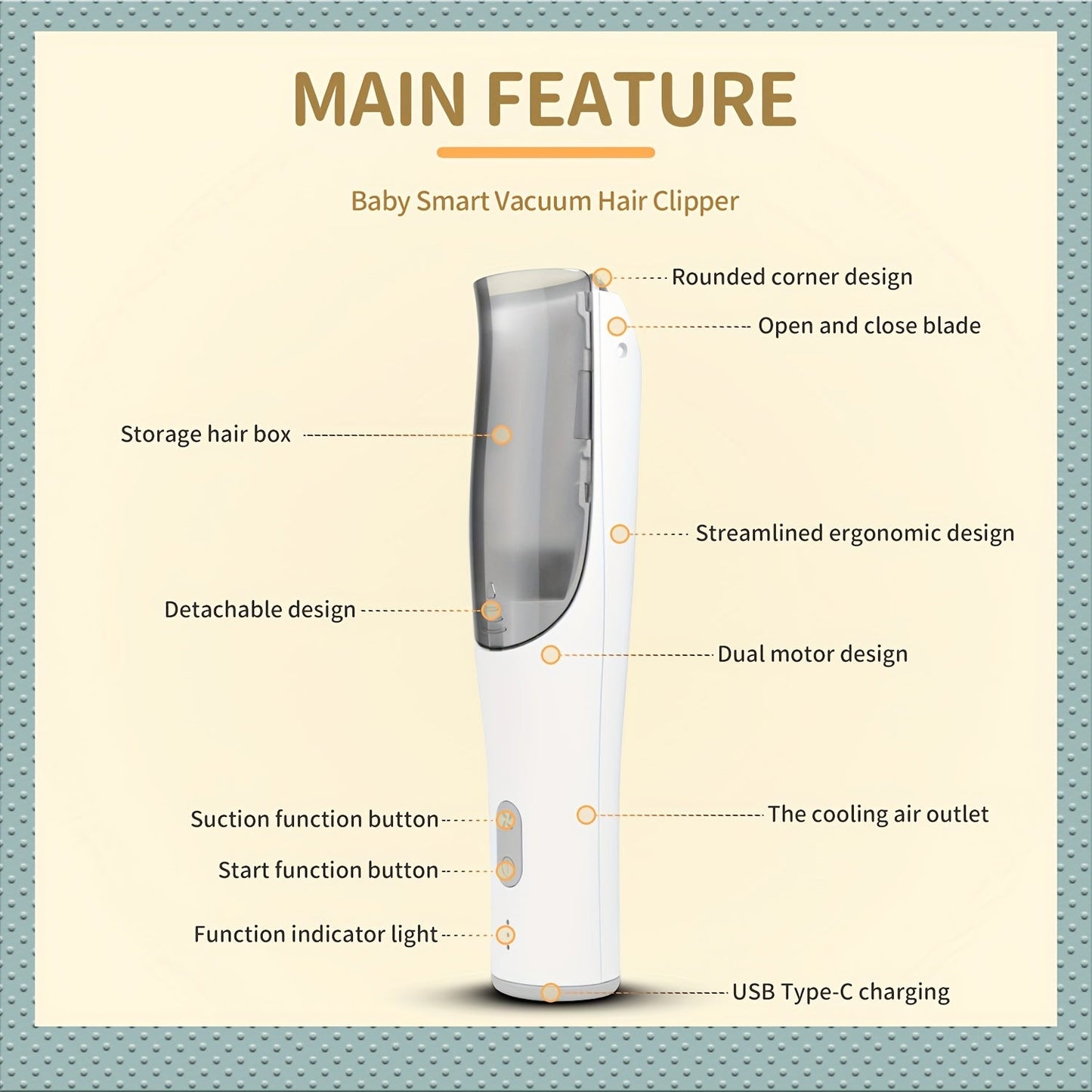 YAFULL Ultra-Quiet Electric Hair Clippers with Smart Vacuum - USB Rechargeable, Professional Body & Hair Trimmer Set for Teens - Ideal Mother's Day Present for Youngsters