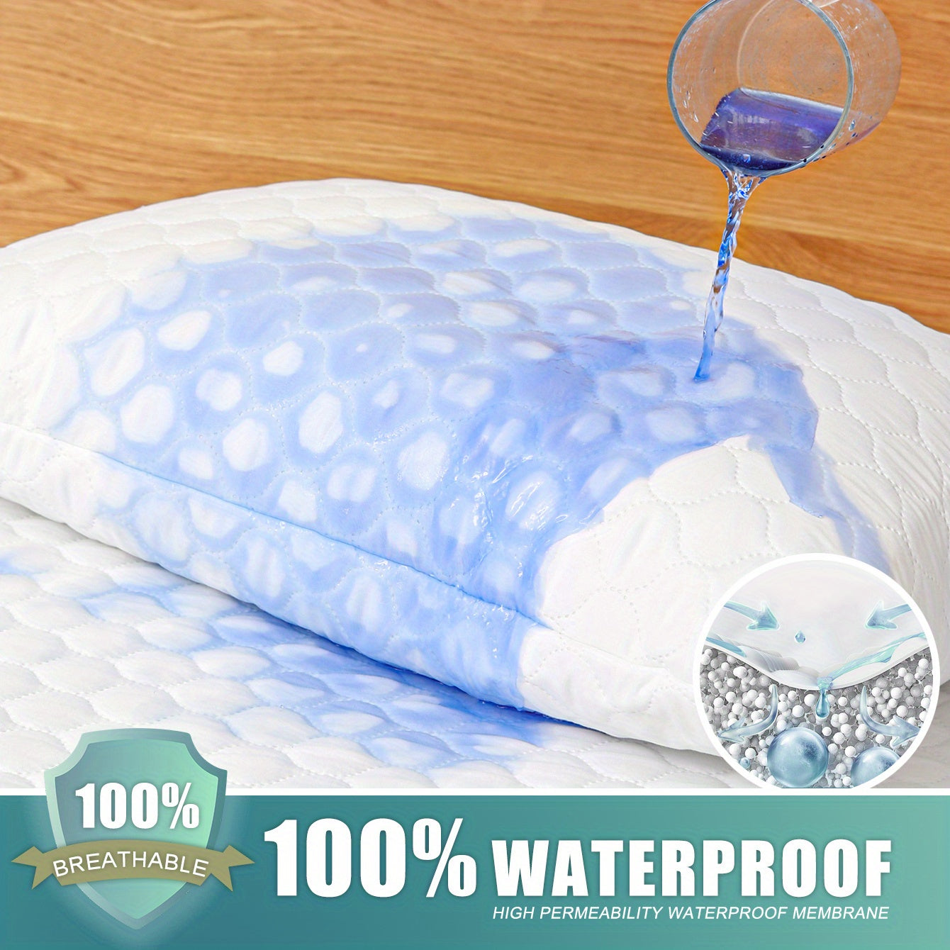 Get double the protection with our 2-Pack of Hypoallergenic Pillow Protectors. Made from 100% polyester, these waterproof and breathable covers are machine washable for easy care. The sanded fabric feels soft against your skin, and the zip closure