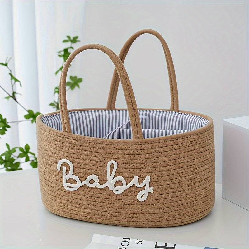 Elegant Linen Storage Basket with Dry/Wet Separation - Ideal for Diapers, Toys, Books & More - Oval Shape Gift Basket