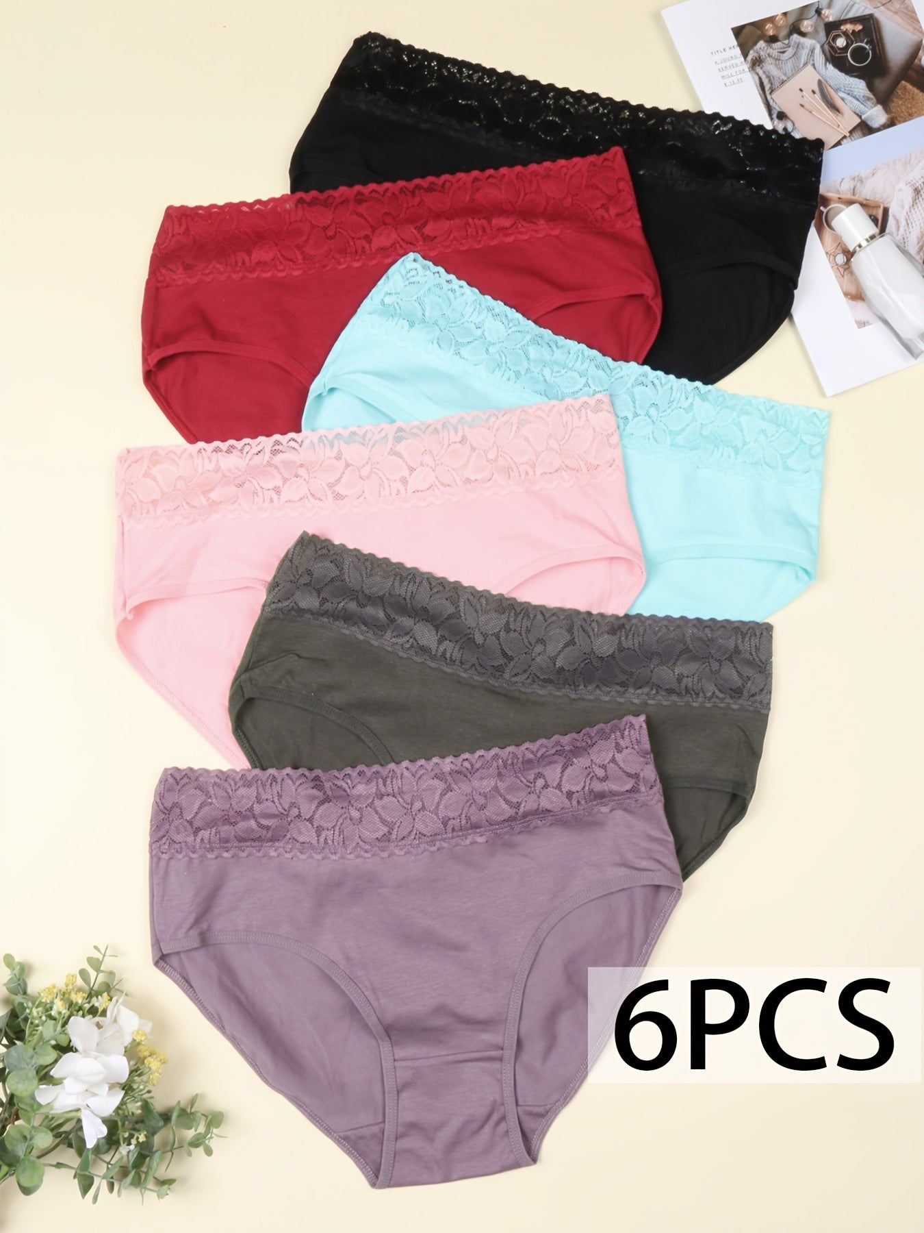 Pack of 6 Women's Lace Bikini Hipster Panties