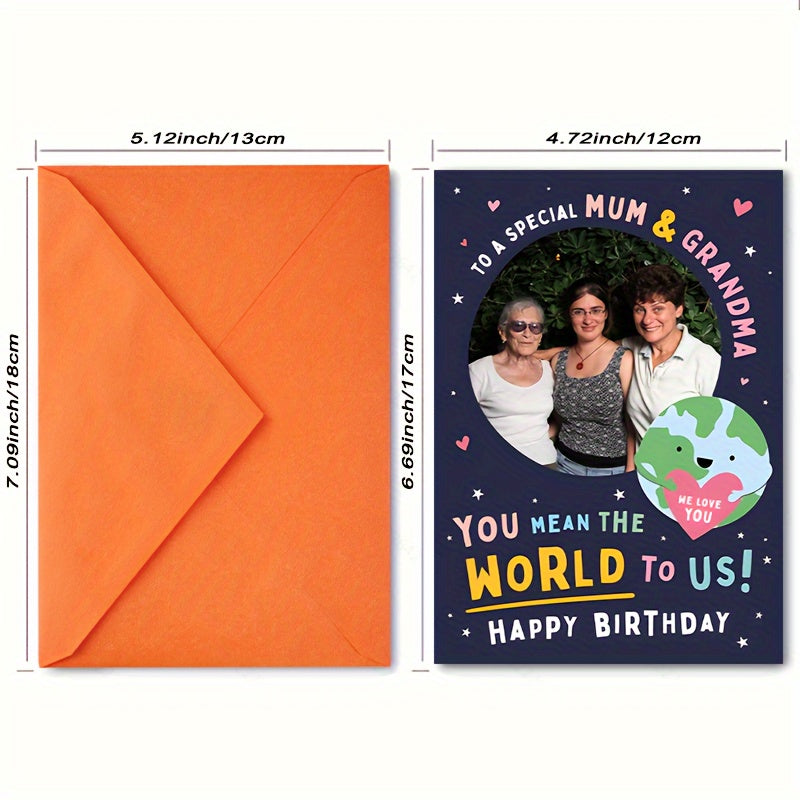 Happy Birthday Mum Thank You Card 1pc – A Creative and Cute Blessing Card with a Personalized Photo, Customized Picture Greeting Card to Show Our Love for You. The Perfect Mother's Day Gift!