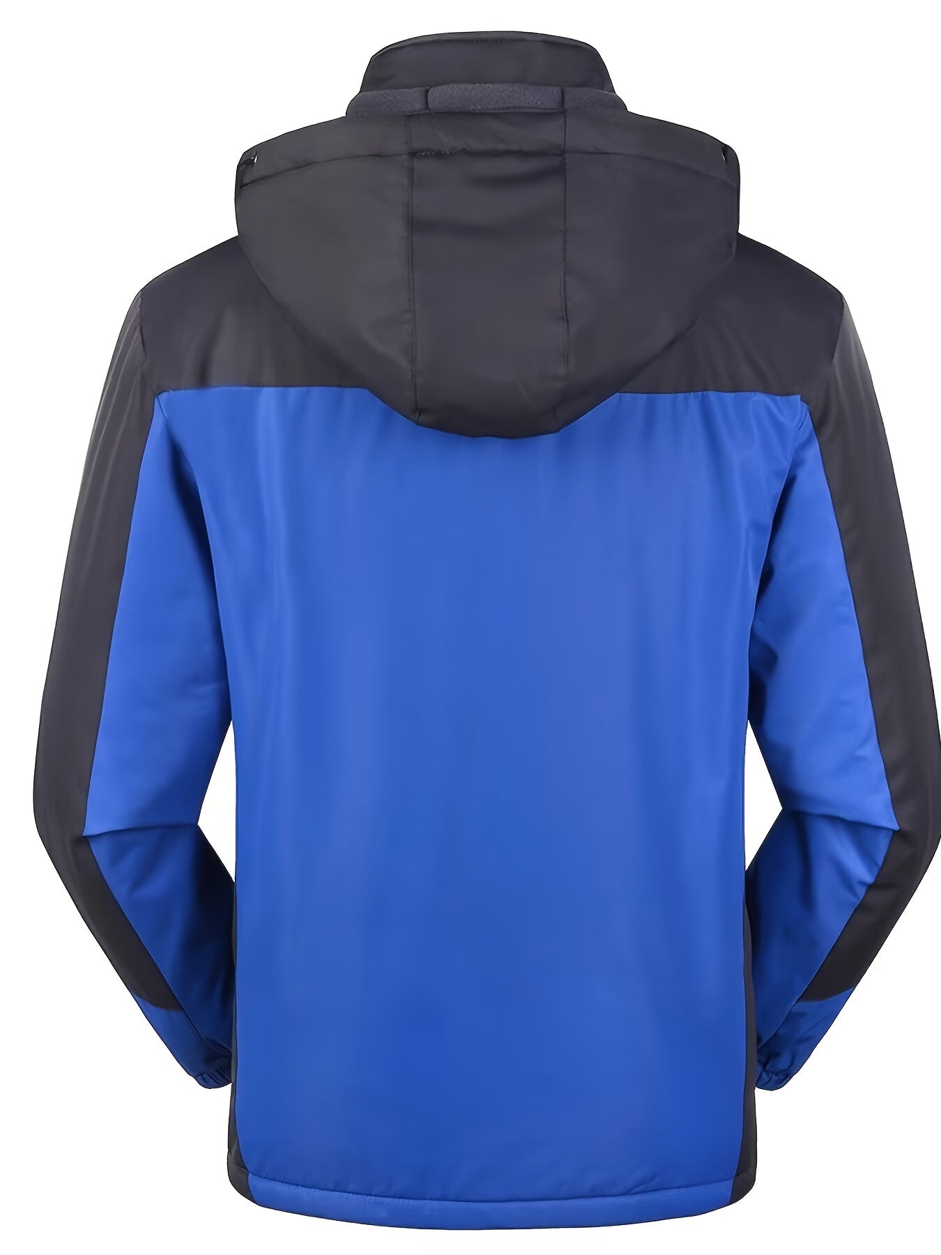 Men's Insulated Winter Windbreaker Jacket - Fleece-lined, Waterproof & Windproof, Hooded with Zipper Pockets, Black & Gray, Casual Style for Cold Weather.