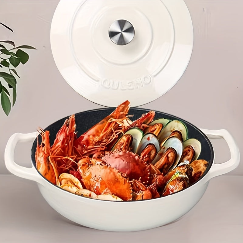 Long-lasting and adaptable 111oz Enameled Cast Iron Saucepan with Lid - Non-Stick, Ideal for Induction & Gas Cooktops