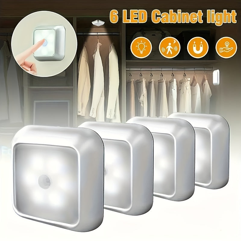 Sleek white night light with motion sensor and adjustable brightness, ideal for cabinets, wardrobes, and bathrooms. Easy installation and cordless design.