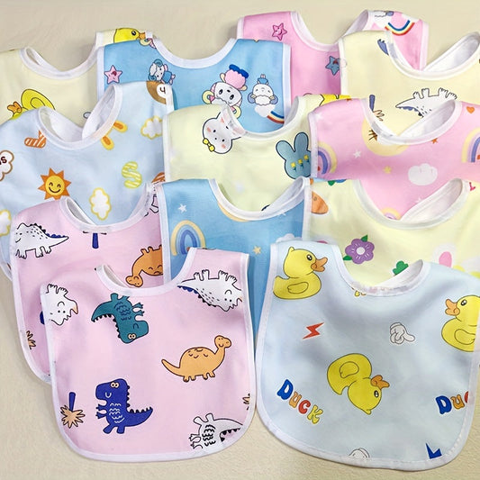 Set of 6 Soft Crystal Velvet Baby Bibs - Waterproof, Cartoon Design for Boys & Girls, Assorted Colors