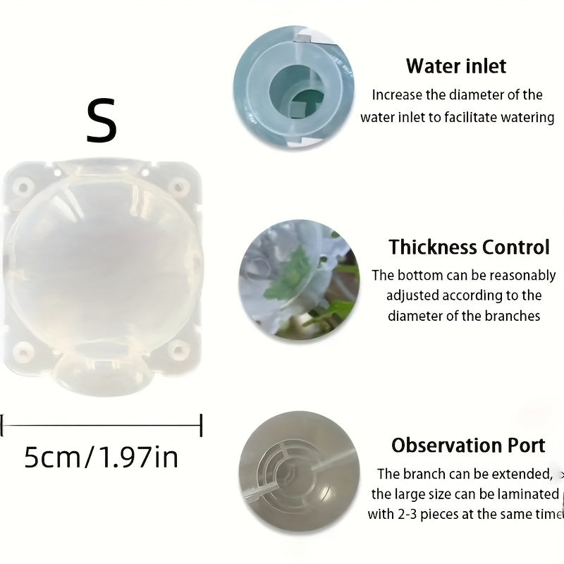 Plant Root Growth Box available in 1pc, 10pcs, and 20pcs sizes for rapid plant propagation. Reusable, non-damaged high-pressure device for air stratification and grafting.