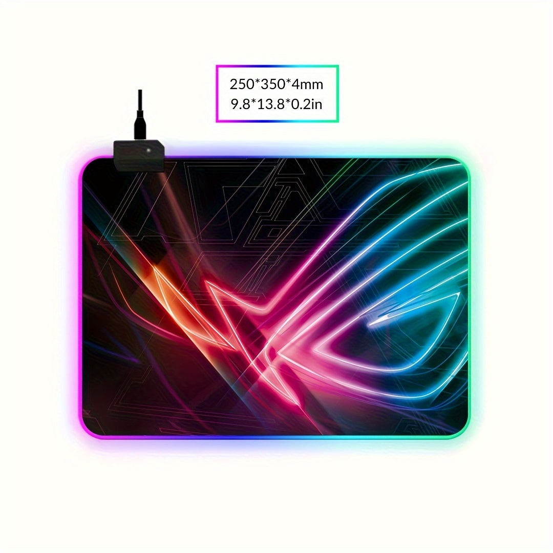 BJ05-RGB Large Gaming Mouse Pad with LED Backlight & Stitched Edges, 400x900mm Extra Non-Slip Rubber Desk Mat for Gamers, Office, and Students, Vibrant RGB Colors, One-Click Switching