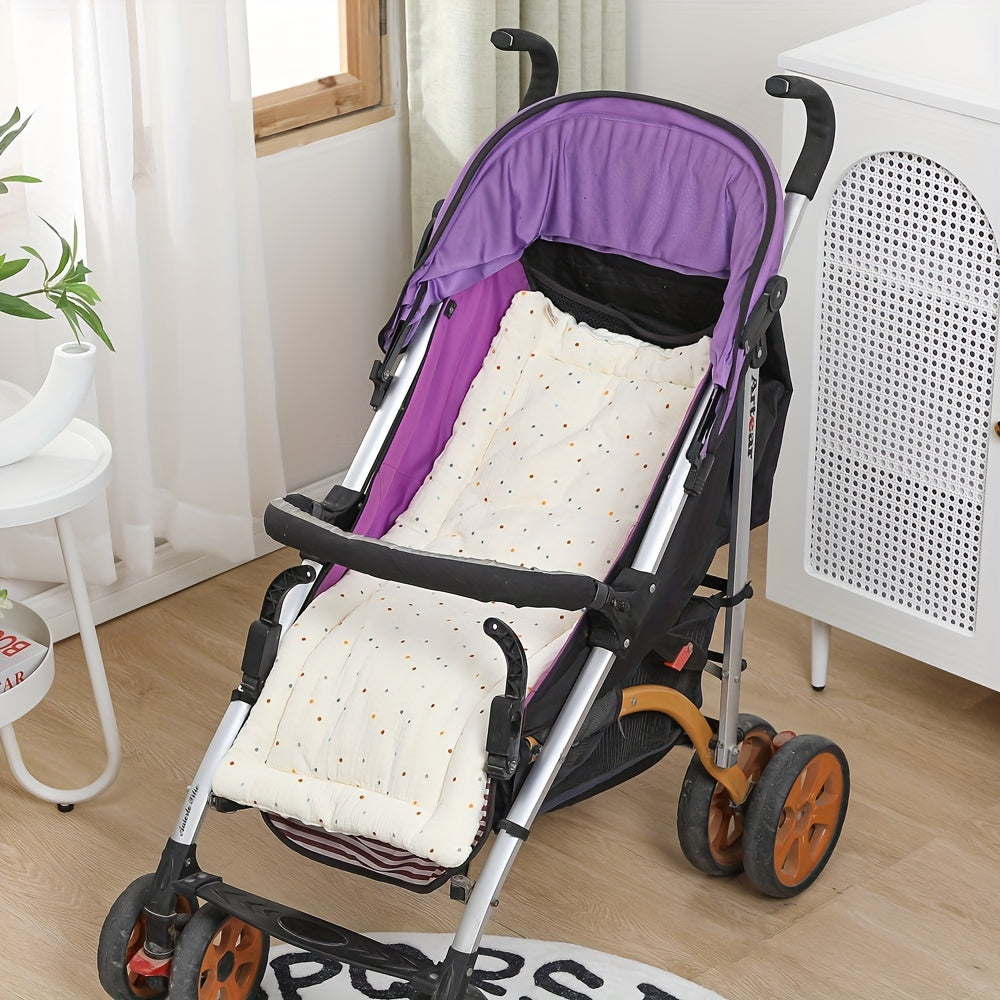 Cozy double-sided stroller cushion with plush bean-lining for car seats and travel support.