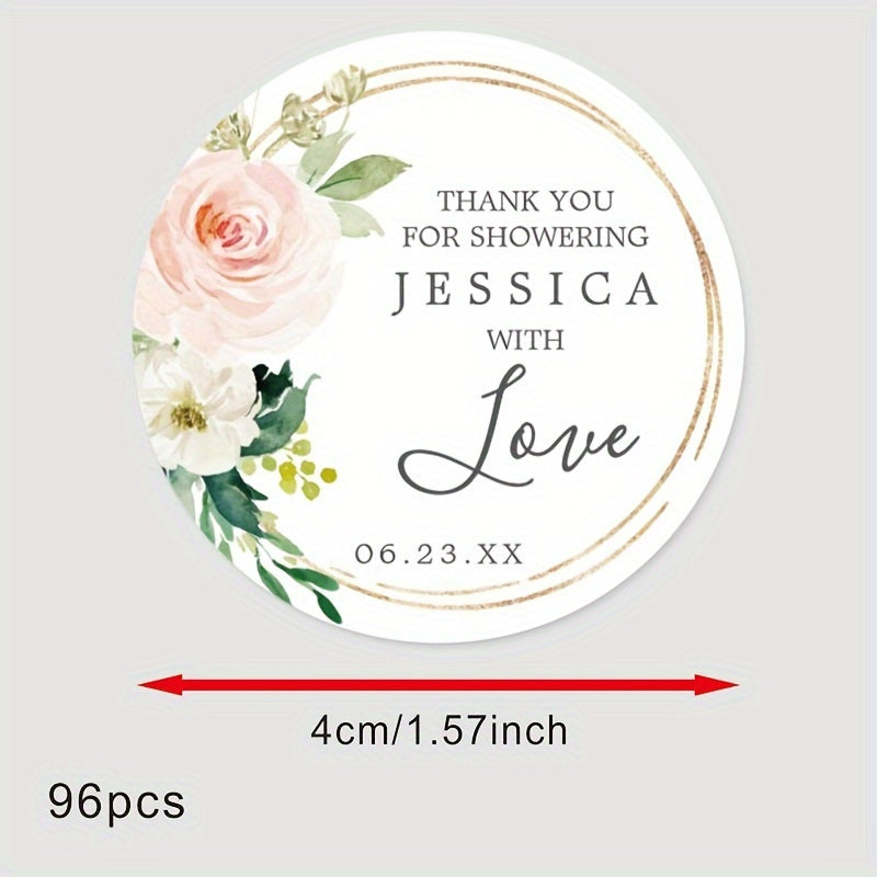 Personalized Round Labels for Bridal Showers - Custom Thank You Stickers with Name & Date, Matte Finish on Recyclable Paper