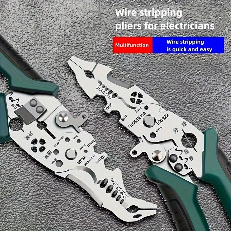 1pc Industrial Grade Wire Stripper for cutting, crimping, holding, and stripping wire.