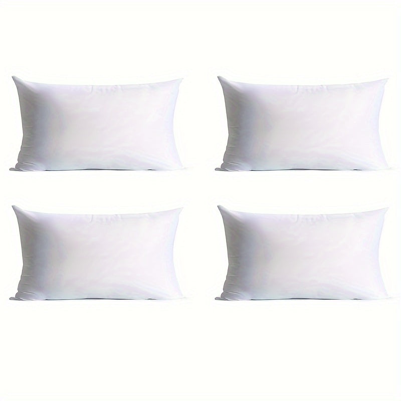 4 white pillow covers, 18x18 inches, solid color, soft velvet modern design for living room, bedroom, or sofa.