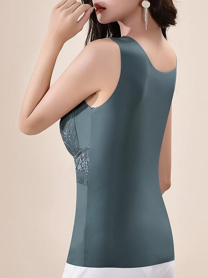 Women's vest with chest pad, breathable and cool, back lace lingerie.