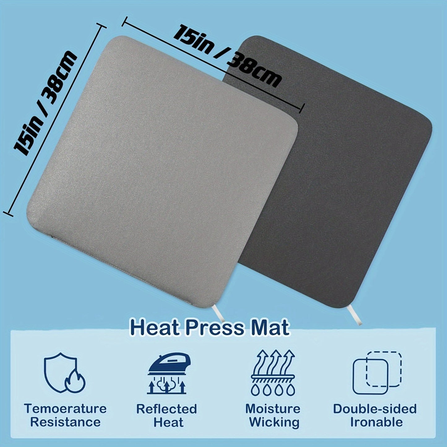 Fireproof Heat Press Mat for Cricut Easypress/Easypress 2 & HTV Craft Vinyl Projects - Protective Double-Sided Resistant Mat for Ironing Insulation Transfer