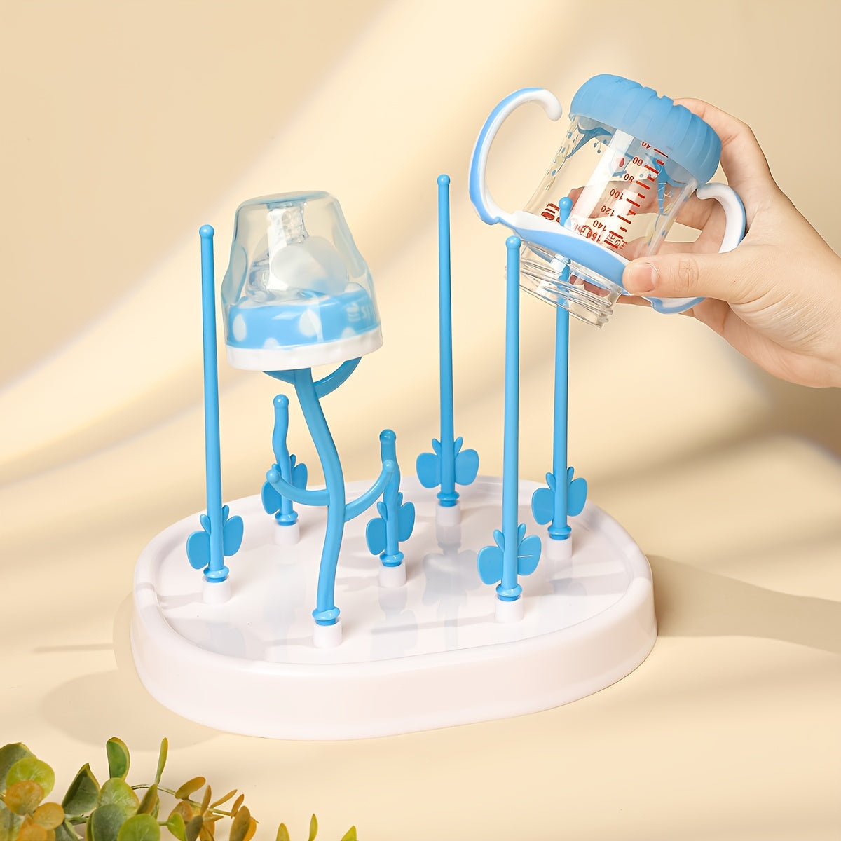 Multifunctional Butterfly Tree-Shaped Bottle Drying Rack made from PP Material, ideal for Youngsters' Feeding Supplies with Drainage and Storage Organizing Features