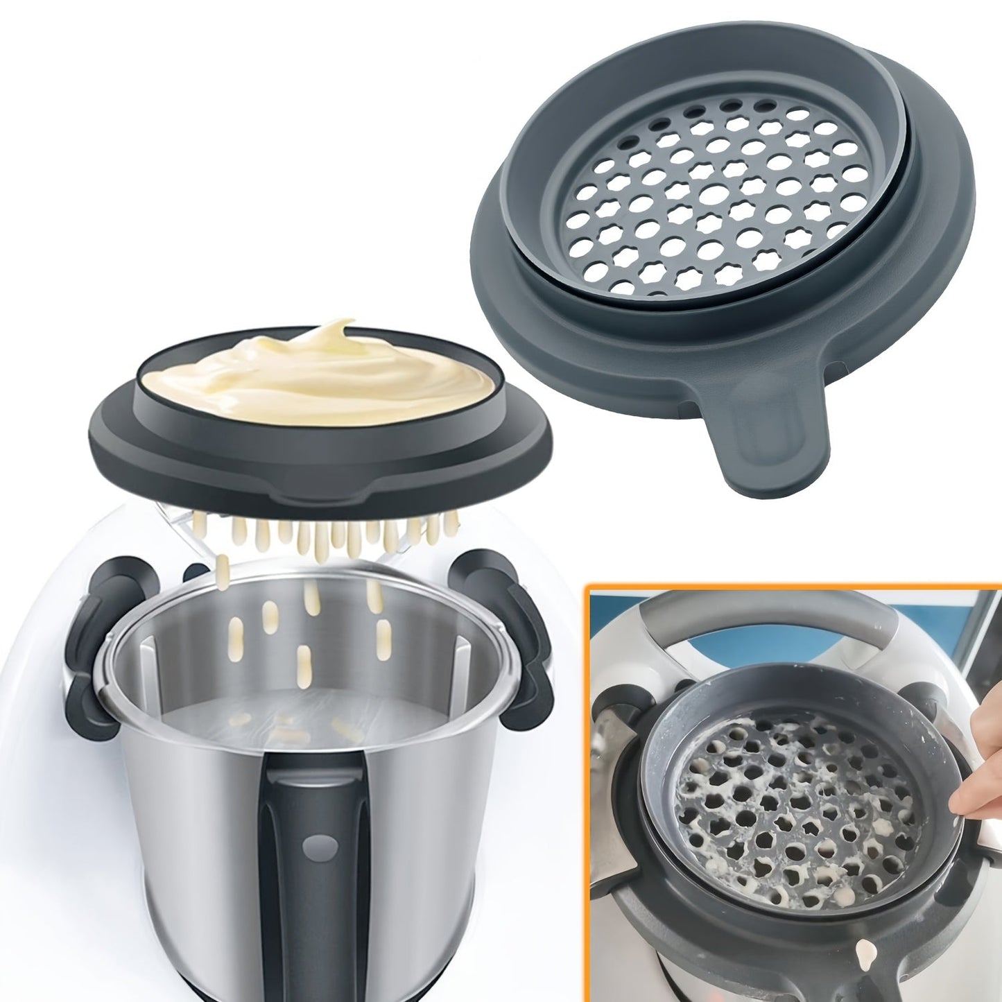 "Thermomix SPAETZLE tayyorlash uchun qo'shimcha to'plami katta teshikli qozon qopqog'i, xamir tarqatuvchi va TM6 TM5 uchun oziq-ovqat darajasidagi plastik oshxona aralashtirgich aksessuarini o'z ichiga oladi. Ofisda foydalanish uchun mukammal."