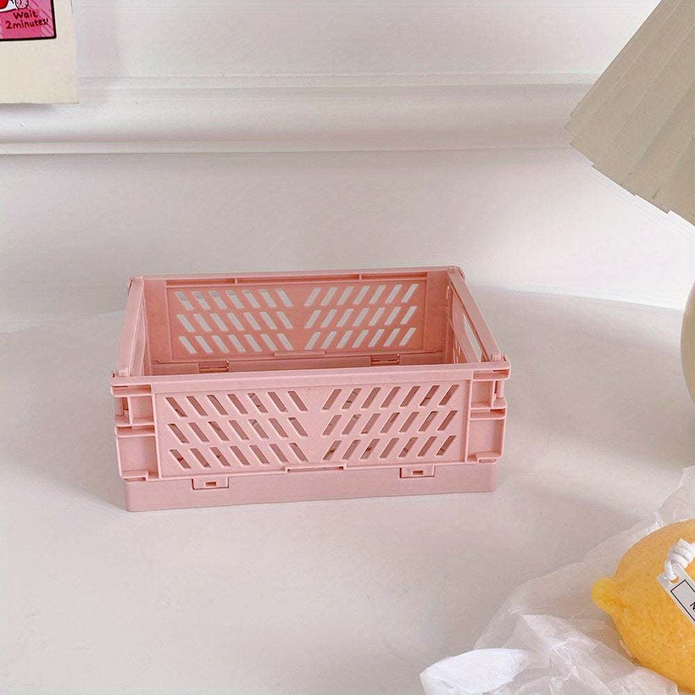 Mini Folding Plastic Storage Box for desktop or home office organization.