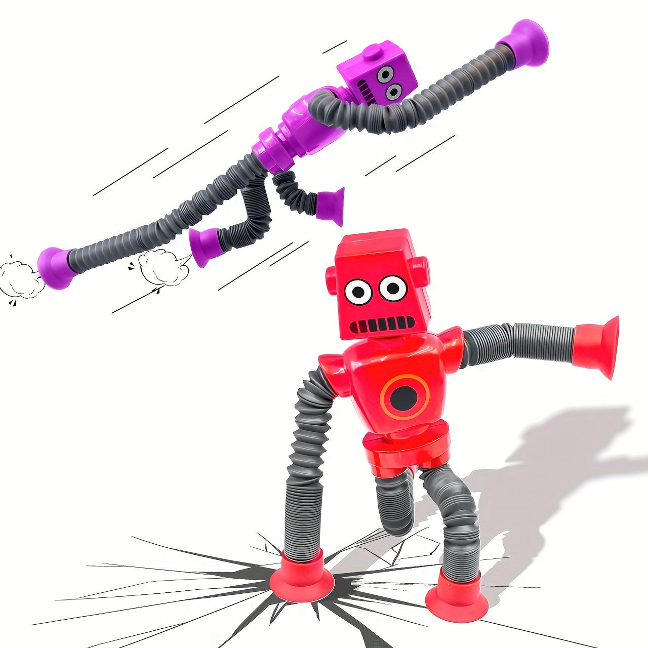 DIY Transforming Robot Toy for Kids 6-8: Creative & Educational sensory play with telescopic pop tube design in 4 colors.