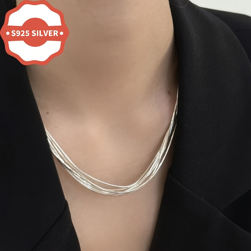 925 Sterling Silver Layered Pendant Necklace with Hip Hop Style, featuring a hypoallergenic multi-strand chain. This versatile piece is perfect for daily wear or for special occasions like Mardi Gras Day. It comes in a gift box with anti-oxidation