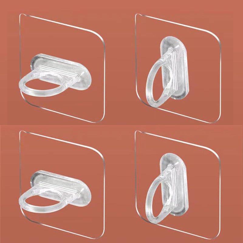 1 self-adhesive ring hook, 4pcs wall-mounted curtain rod bracket, bathroom wall storage rack, punch-free shower gel hanger