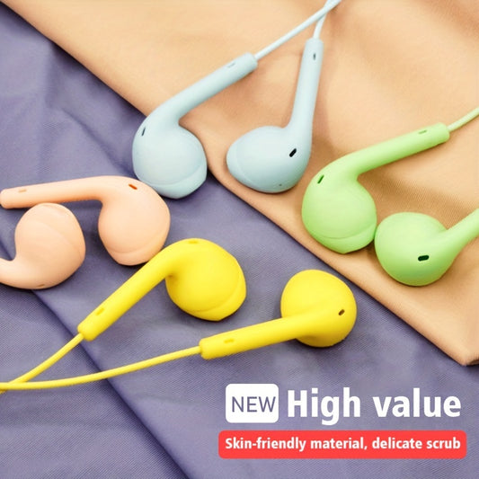 Anime-inspired wired earphones with microphone, 3.5mm jack, noise isolation, volume control, tangle-free cable, semi-open-back design, various color options, suitable for cellphones, great