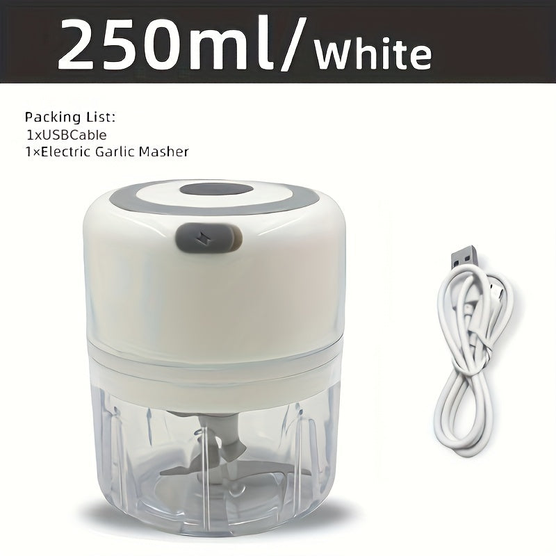 USB Rechargeable Cooking Machine with 250ml Capacity, Small Automatic Garlic Mixer for Kitchen Use. Versatile Tools in Various Colors for Multi-Scene Use, Ideal Kitchen Supplies.