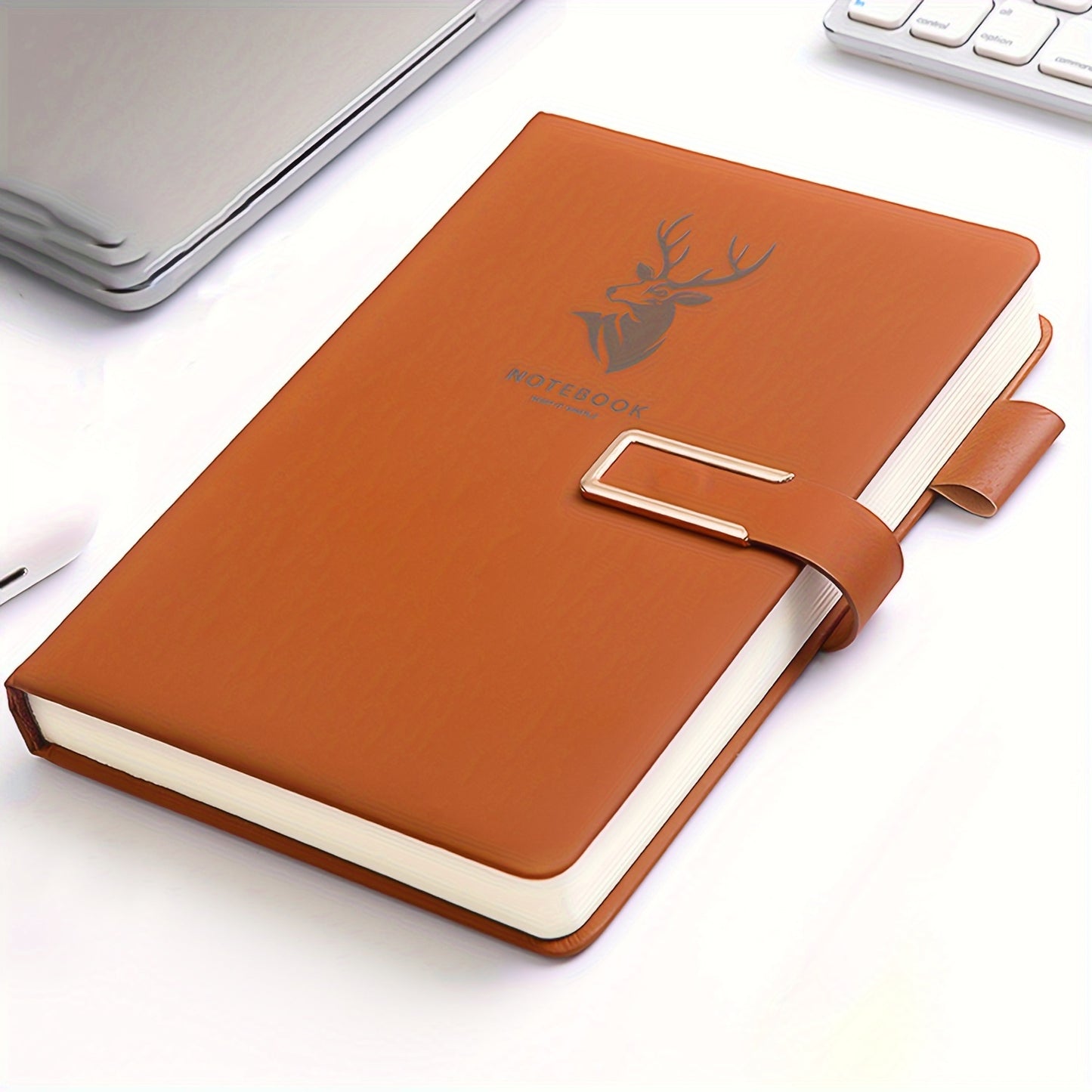 Vintage-style A5 notebook with soft cover, magnetic closure, bookmarks, and waterproof features. Suitable for daily office use or college diary.