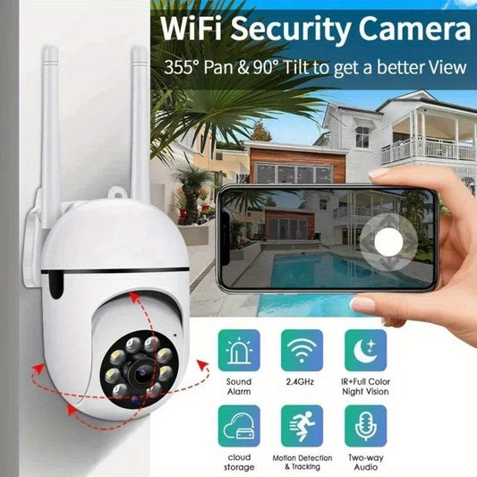 Compact Security Surveillance System with 64GB Storage Card, Network PTZ Camera, 360° Panoramic IP Camera, 2.4G Network Camera System, Two-way Audio and Motion Detection, Sound and Light Active Defense Alarm Notification, Remote Control via APP.