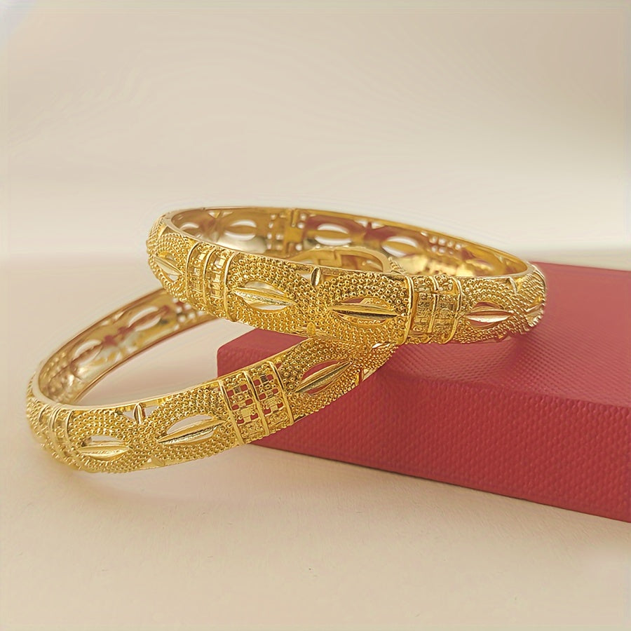 Elegant Lady's Bangle Set: 4 Pieces in a Luxurious Box (24K Gold Plated, Made of High-Quality Alloy, Perfect for Daily Wear and Gifting)