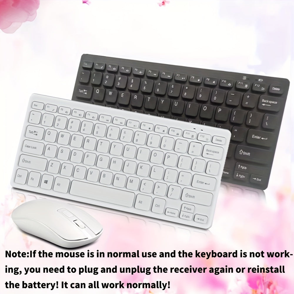 Ergonomic Chocolate Wireless Keyboard and Mouse Set, 2.4GHz Optical, Slim Design, ABS Material, Non-Wireless, for Personal Computer - No Charging Function, Battery-Free.