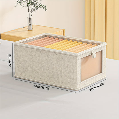 Multifunctional linen storage box in cream - spacious and portable organizer for various items.