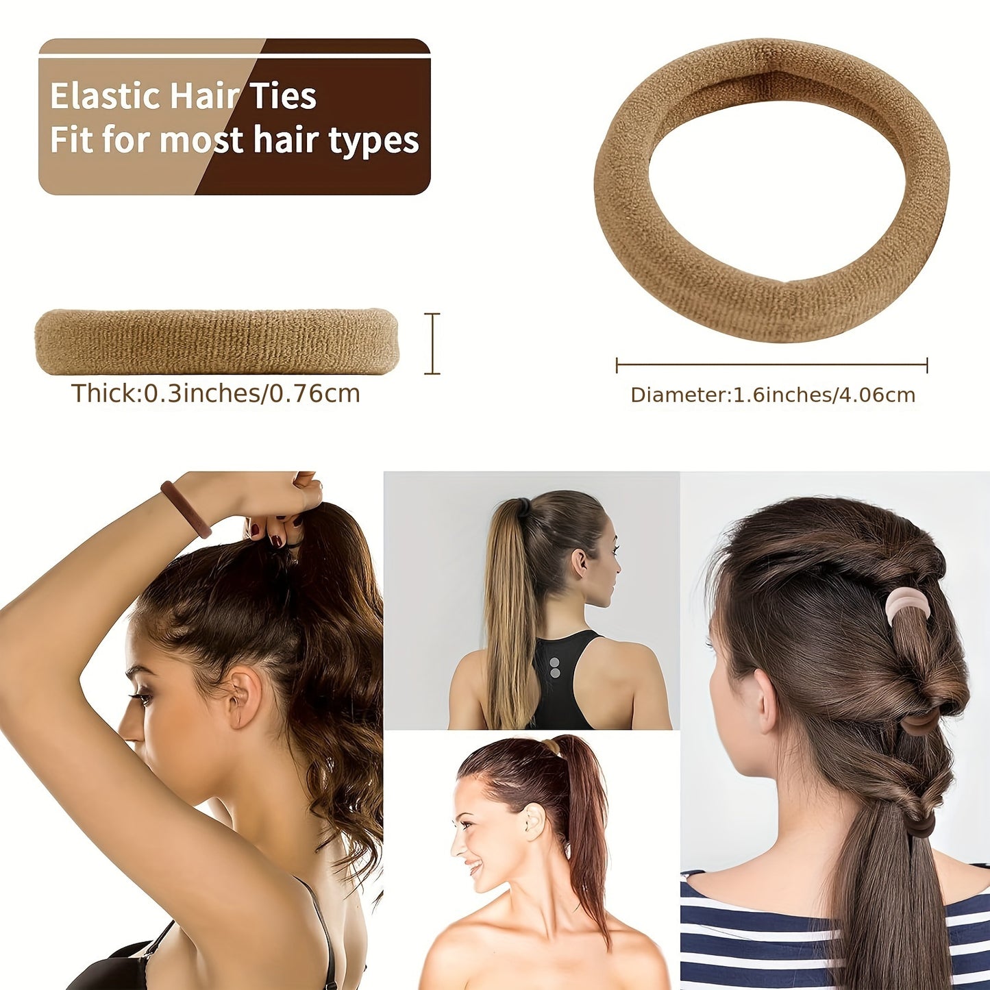 50/100 French Style Hair Rings - Thick and High Elastic Women's Hair Ropes - Perfect Graduation Gift