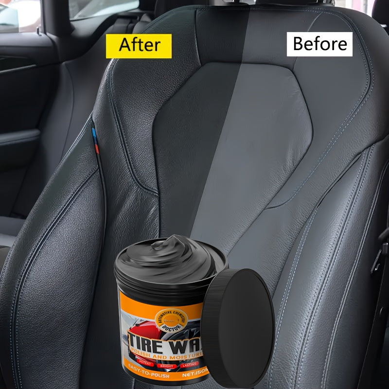 150g Automotive Interior Polishing Paste, Car Interior Care Kit with Black Tire Gloss Wax, Plastic/Leather Repair Cream.