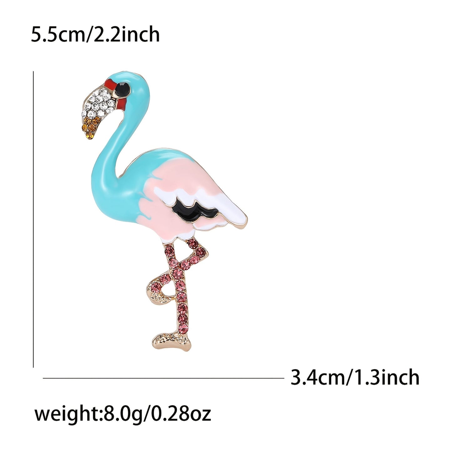 Adorable Flamingo Cartoon Brooch adorned with Sparkling Rhinestones, in fun Animal Shape design, perfect as a Breast Pin