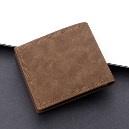 Men's PU leather wallet with coin purse, card slots, and large capacity cash holder. Great gift for men.