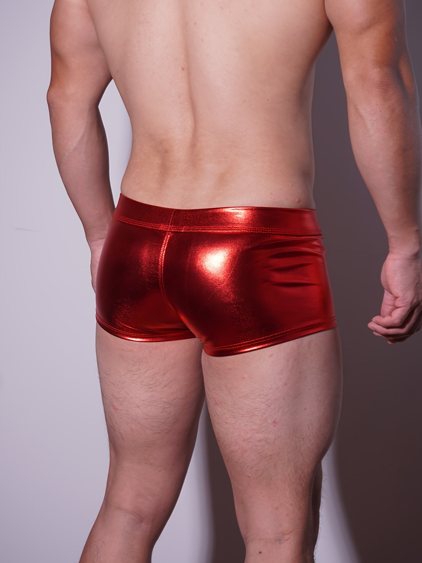 JOCKMAIL Men's Metallic Shiny Boxer Briefs - Gradient Color, Low-Rise, Durable Nylon Blend, Perfect for Parties & Daily Wear.