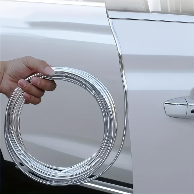 5m Car Door Chrome Molding Strip for Rear Bumper Protection, Universal Fit for All Cars.