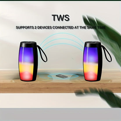 RGB Light BT5.0 Speaker Subwoofer with TWS Pairing, Portable and Wireless with Large Memory, TF Card/AUX/USB support. Includes Colorful Ambient Light and 360° HD Surround Sound, perfect for