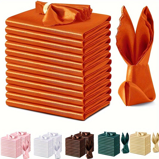 12pcs Soft Satin Napkins and Square Velvet Table Runner Napkins, 43x43cm, Ideal for Restaurant Wedding Party Decor