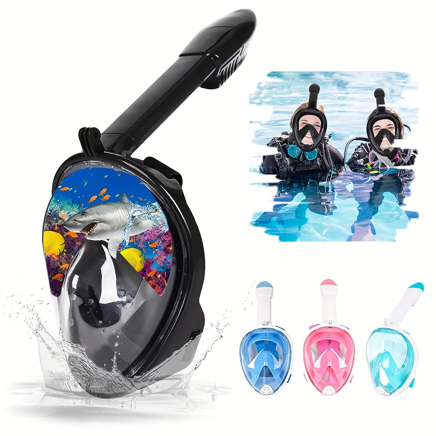 Best snorkeling mask for adults and swimmers - panoramic view, safe breathing, anti-fog, anti-leakage, and camera retention.